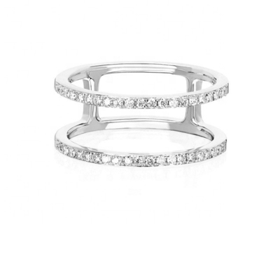 Białe CZ Dwukrotnie zestawialne pierścienie złoto 18K pokryte złotem prawdziwym 925 Sterling Silver Crystal Cubic Zircon biżuteria