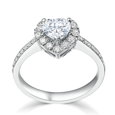Płytki z miedzi Kreatywne kształt serca Jasny CZ 925 Sterling Srebrny Eternity Band Pierścienie dla kobiet biżuteria