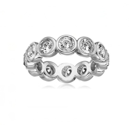 Klasyczny Ins 18K Złote Zestawienie Bezel CZ Eternity Band 925 Sterling Silver Rings