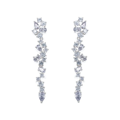Cluster Drop Bridal Statement Kolczyki Biały Kubik Zirkon Płytki Blaszowe Kolczyki na zamówienie