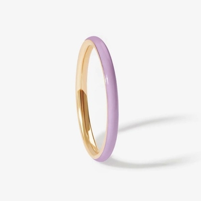 Różowy emaliet 18K Złote pierścienie Solid 925 Sterling Silver Stacking Rings