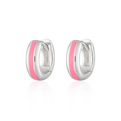 925 Customized Logo 18K Gold Plated Pink Enamel Huggie Kolczyki dla kobiet