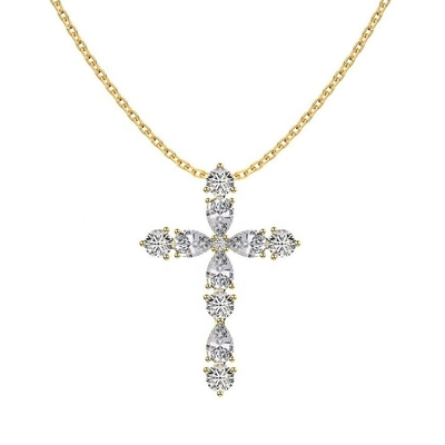 Zastosować 925 Sterling Silver Cross Naszyjnik 18k Srebrny Krzyż I Łańcuch