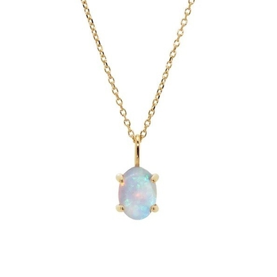Ręcznie wykonany 18K złoto pokryty wisiorek Prong Setting Opal Stone 925 Srebrny naszyjnik