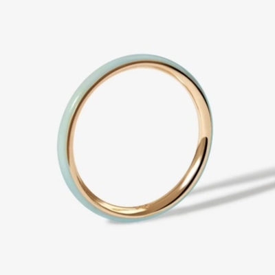 Różowy emaliet 18K Złote pierścienie Solid 925 Sterling Silver Stacking Rings