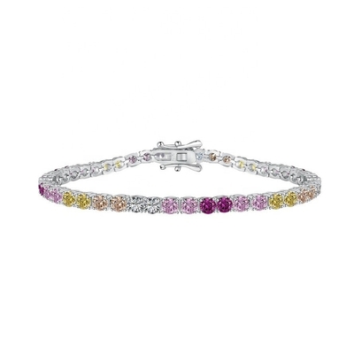 Osobisty styl Rainbow Zircon Inset 925 Sterling Silver Tenisowa bransoletka dla kobiet