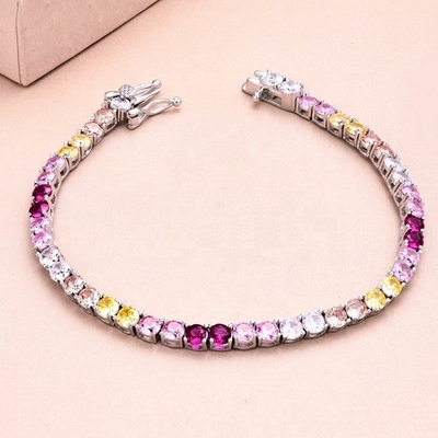 Osobisty styl Rainbow Zircon Inset 925 Sterling Silver Tenisowa bransoletka dla kobiet
