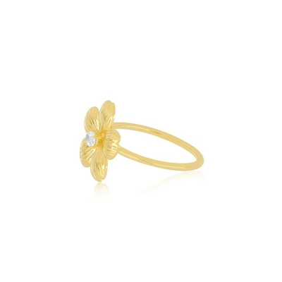 Forever Flower 18K Złote Owalne CZ Kobiety Pierścień w 925 Sterling Srebrny biżuteria