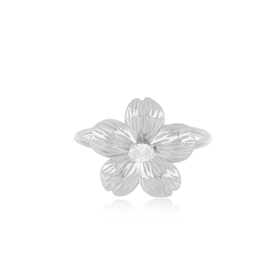 Forever Flower 18K Złote Owalne CZ Kobiety Pierścień w 925 Sterling Srebrny biżuteria