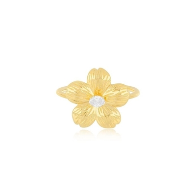 Forever Flower 18K Złote Owalne CZ Kobiety Pierścień w 925 Sterling Srebrny biżuteria
