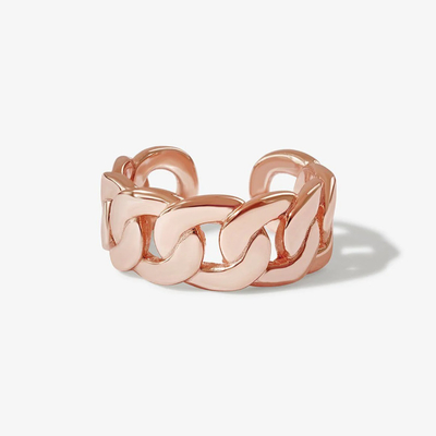 S925 Srebrna Biżuteria Fine Jewelry 14K Żółte Złoto Gruby Łańcuszek Otwarty Pierścień