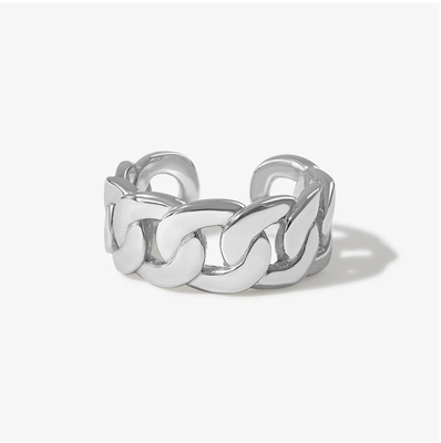 S925 Srebrna Biżuteria Fine Jewelry 14K Żółte Złoto Gruby Łańcuszek Otwarty Pierścień