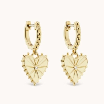 14K złoto pokryte Dangle Drop Heart Huggies kolczyki dla kobiet są 925 Sterling Silver