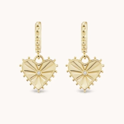 14K złoto pokryte Dangle Drop Heart Huggies kolczyki dla kobiet są 925 Sterling Silver