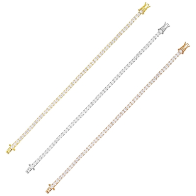 Hot Item 925 Sterling Silver Plating Gold 3mm Cubic Zirconia Tenisowa bransoletka dla kobiet