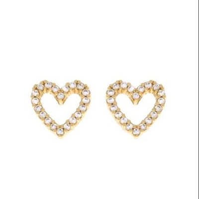 Płytki z brązu/miedzi/925 Sterling Silver Heart Stud z pełnym pawelem CZ Heart Rozmiar 8 mm