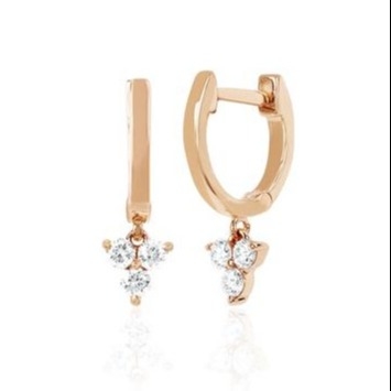 14K Gold Blossom Mini Huggie Diamentowy Trio Drop Kolczyki Srebrne biżuteria Główny materiał