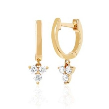 14K Gold Blossom Mini Huggie Diamentowy Trio Drop Kolczyki Srebrne biżuteria Główny materiał