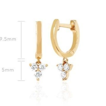 14K Gold Blossom Mini Huggie Diamentowy Trio Drop Kolczyki Srebrne biżuteria Główny materiał