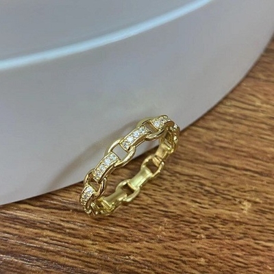 Łańcuch 18K złota delikatny indywidualny Super Fairy 925 Sterling Silver Ring