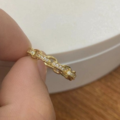 Łańcuch 18K złota delikatny indywidualny Super Fairy 925 Sterling Silver Ring