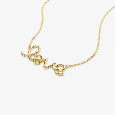 Solid 925 Sterling Silver 14K Złote Złoty Naszyjnik Miłości Naszyjnik dla Kobiet Dar Walentynki