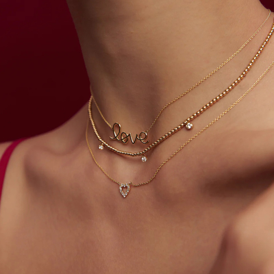 Solid 925 Sterling Silver 14K Złote Złoty Naszyjnik Miłości Naszyjnik dla Kobiet Dar Walentynki