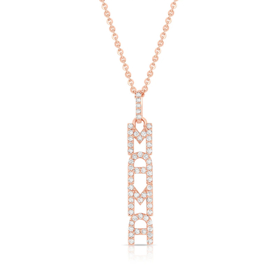 Elegantny 925 Sterling Silver 14K Gold MAMA Pływający Długi Naszyjnik