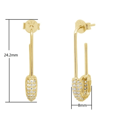 Kobiety Hoop kolczyki w 925 srebra z jasnym CZ Diament Brazylijskie złoto żółte biżuteria