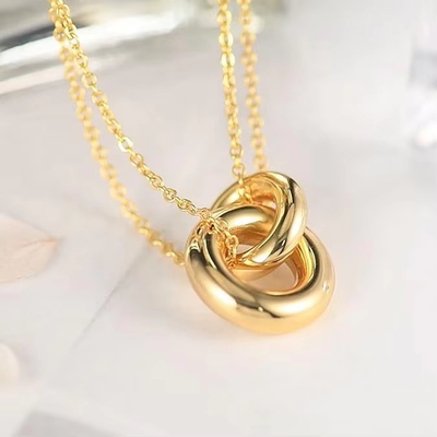 Wyśmienity 14k złoto pokryte 925 Sterling srebrny wzajemnie połączony okrągły naszyjnik Mat dla kobiet