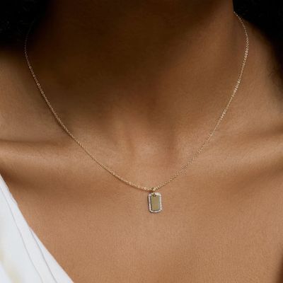 925 Sterling Silver Gold Rhodium Plated Zircon Engraved Necklace