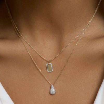 925 Sterling Silver Gold Rhodium Plated Zircon Engraved Necklace