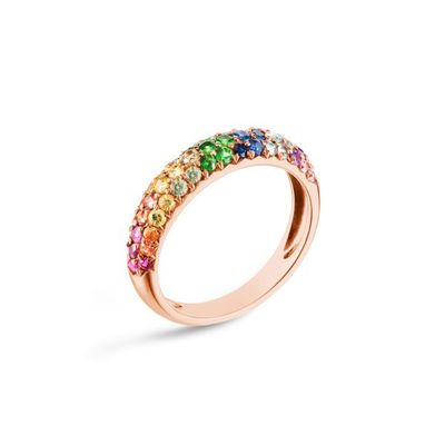 18K złoto pokryte Rainbow Zircon 925 Sterling Silver Cluster Ring