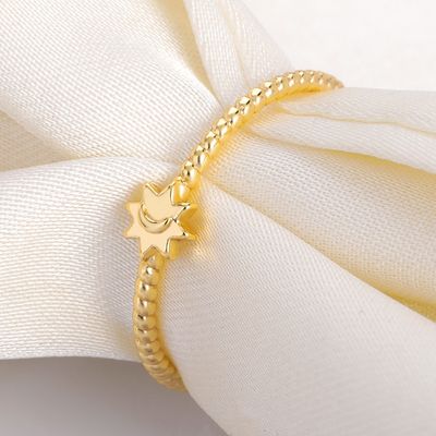 925 srebrny pierścionek księżycowy słoneczny 18K złoto pokryte biżuteria unisex