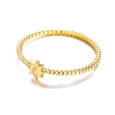 925 srebrny pierścionek księżycowy słoneczny 18K złoto pokryte biżuteria unisex