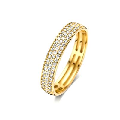 925 Sterling Silver 18K Gold Plated CZ Half Eternity Ring for Women