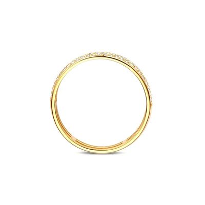 925 Sterling Silver 18K Gold Plated CZ Half Eternity Ring for Women