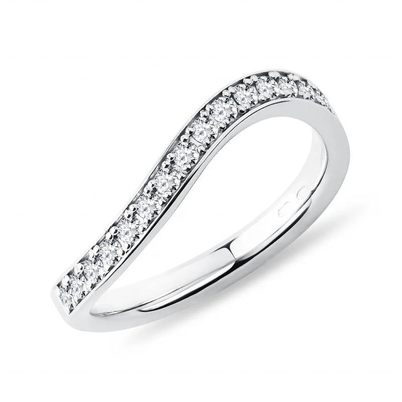 925 Skarb Sterling Biały Złot Diament CZ Pierścień Wave dla kobiet biżuteria OEM/ODM