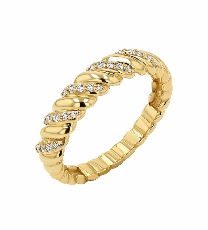 Ręcznie twist klasyczny 925 srebrny pierścionek dla kobiet biżuteria pokryta złotem 18K