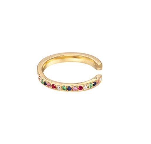 Kobiety Klasyczny Tęczowy Pave Setting Kubik Zirkon 925 Sterling Srebro Ucho Manche Biżuteria