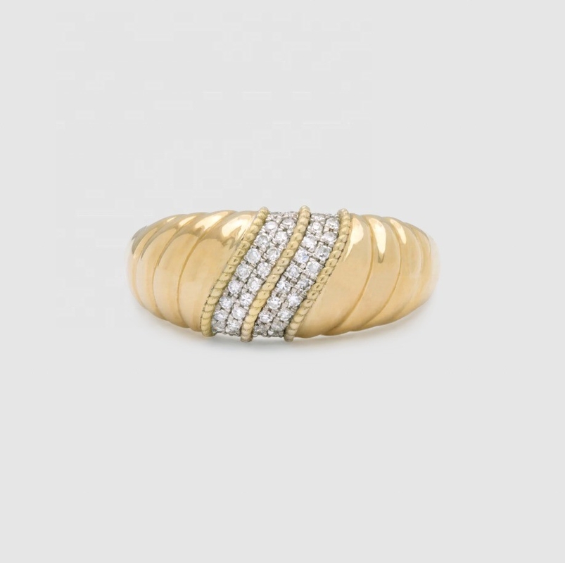 Platyna Płaty okrągłe Brilliant Cut Diamentowy kopuła Pierścień dla kobiet