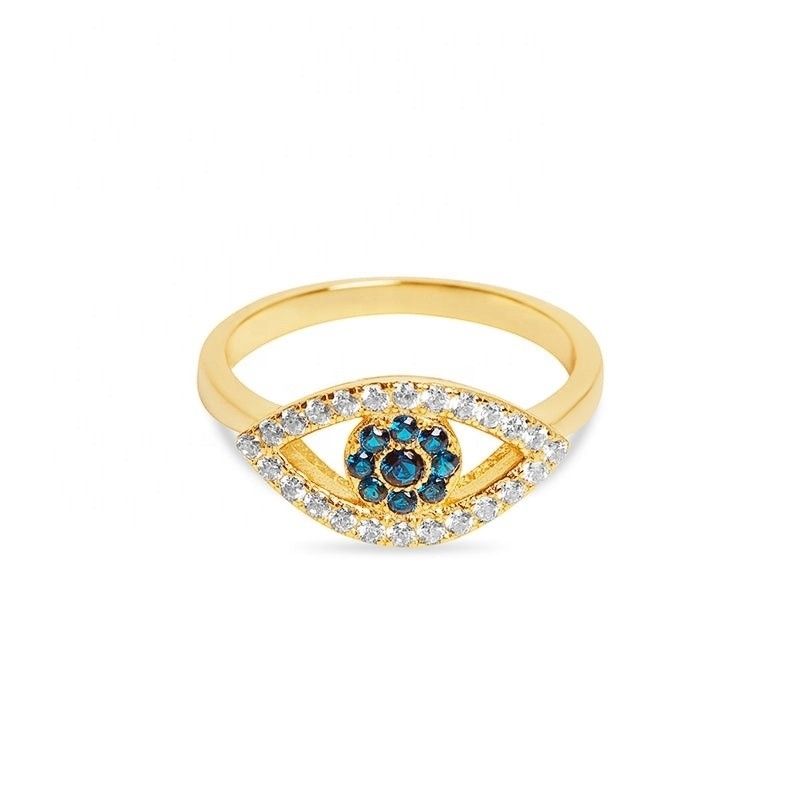 Niestandardowy rozmiar 925 Sterling Silver Cutout Pave Inlaid Eye Ring z 18K Gold Plating