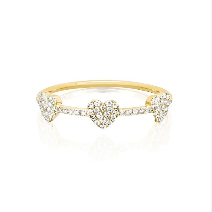 18K złoto 925 srebra 3 Micro Pave serce pierścionek dla kobiet i elegancki