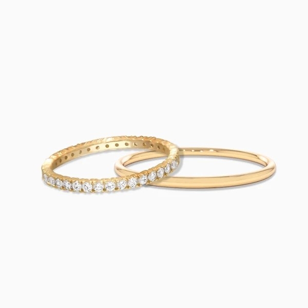 18K złoto pokryte zestaw ślubny Eternity Band Pierścień dla kobiet 925 Sterling Silver Set