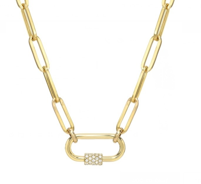 18K Złote Wielkie Klip Papierowy 925 Sterling Silver Oval Chain Naszyjnik z OEM