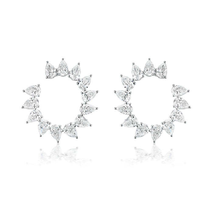 Unikalne kolczyki CZ Stud w Rhodium pokryte półkołowym kształtem dla kobiet