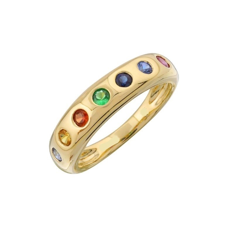 Wielokolorowe kamienie układające modne pierścionki biżuteria dla dziewcząt w 925 sterling Silver Band