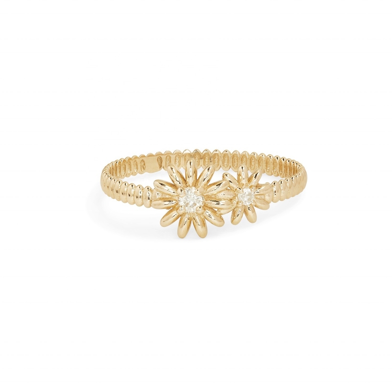 Mody Złote 925 Sterling Silver Daisy CZ Pierścień Damska elegancja Akcesorium