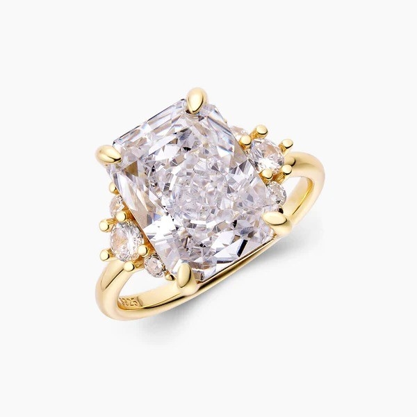 18K złoto pokryte Główny Kamień CZ Vintage Ślub 925 Sterling Silver Pierścień dla dziewcząt