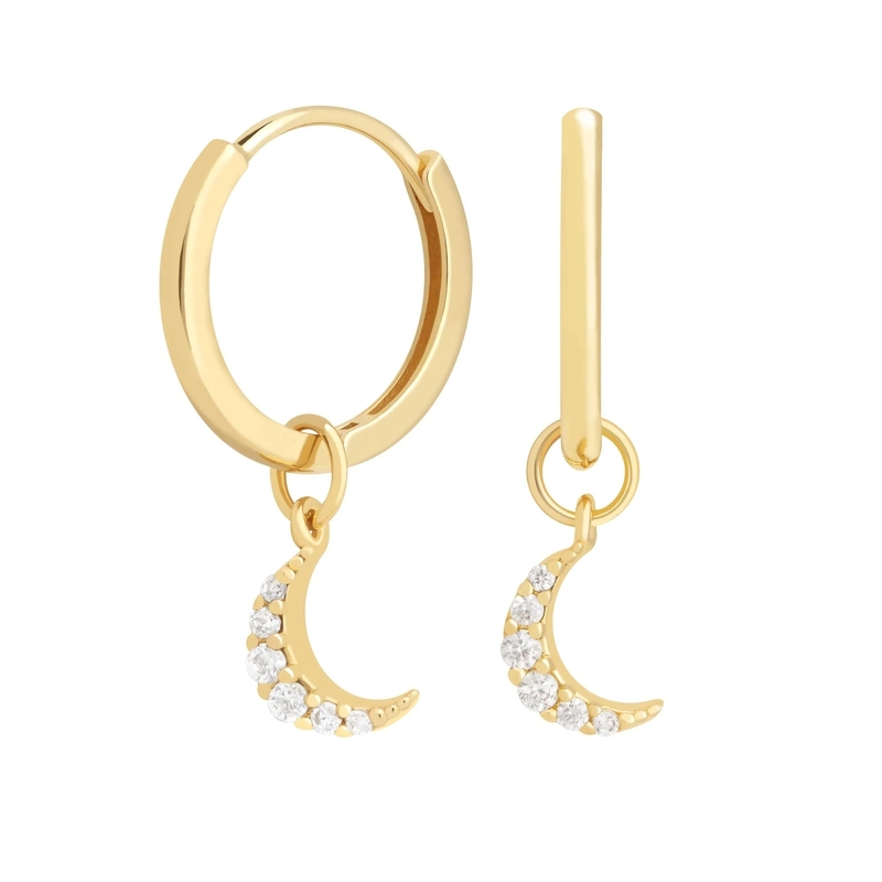 Kolczyki Dangle Moon Hoop 925 srebrne dla kobiet Brazylijskie złoto pokryte 18K biżuteria na zamówienie